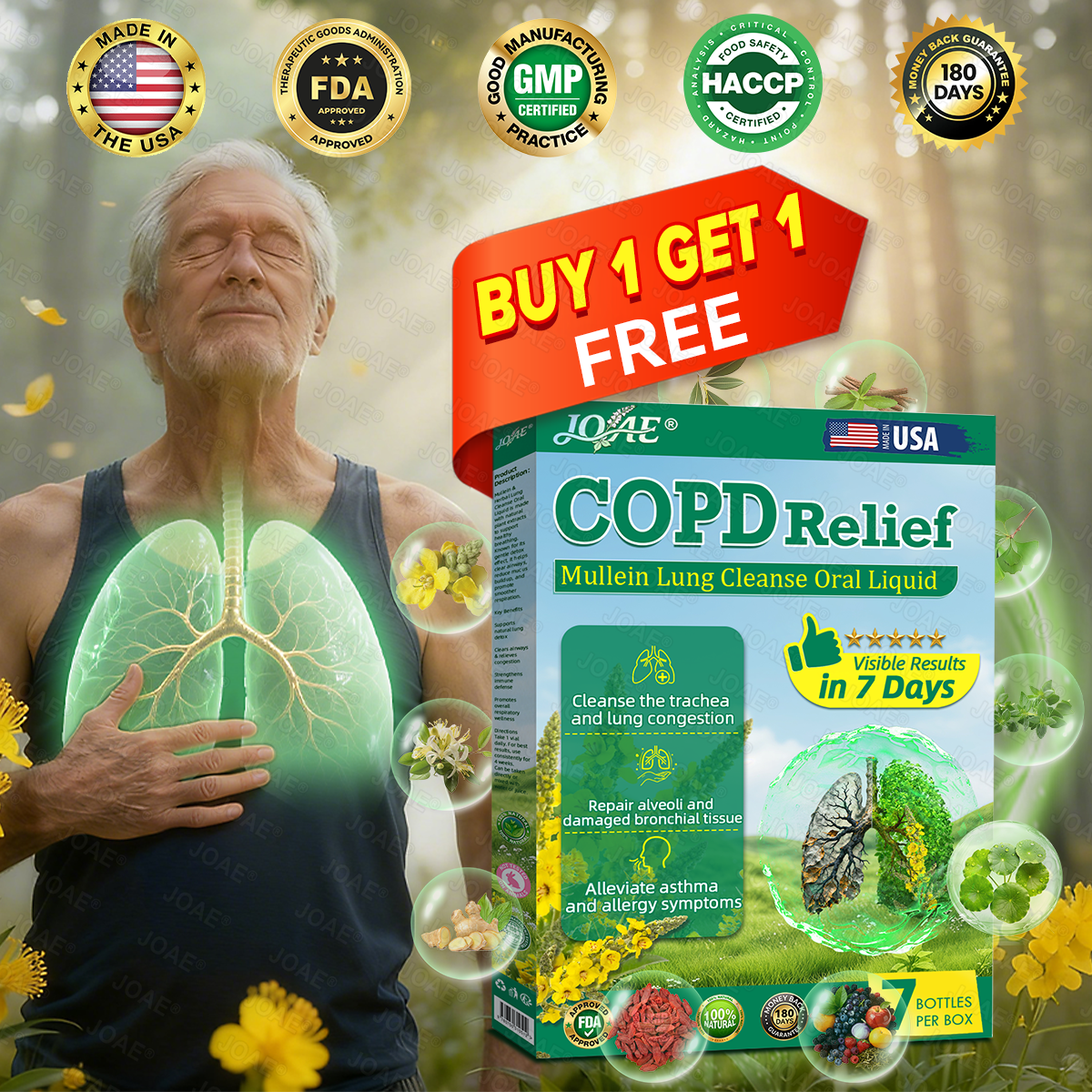 🌿FDA Approved|𝐉𝐎𝑨𝑬®COPD Relief – Mullein Lung Cleanse Oral Liquid(💝 Cough, wheezing, shortness of breath, sputum, stuffy nose, bronchitis, bronchitis, allergy symptoms, lung discomfort🫁)