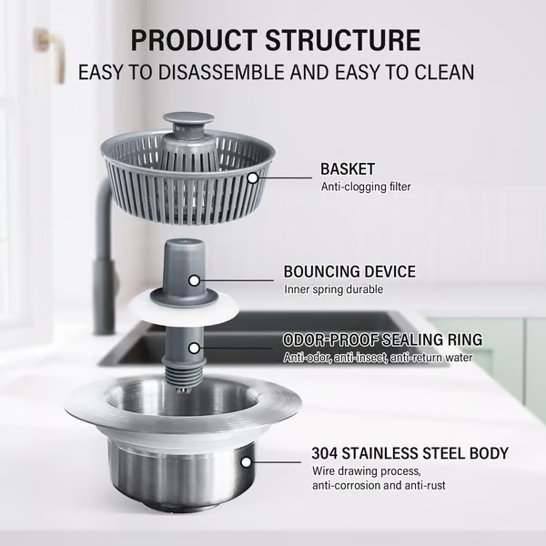 🔥Last Day Promotion 50% OFF🏆🏆🏆New Upgraded 3-in-1 Design Sink Elastic Core Sewer Filter