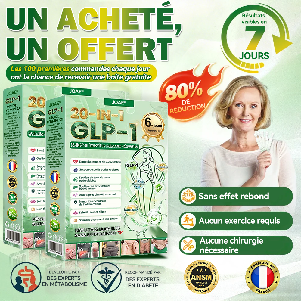 🔥 Boutique Officielle JOAE® | GLP-1 20-en-1 Slim & Health Oral Solution – 1 prise par jour, résultats en 6 jours 💧 100 milliards de probiotiques actifs pour mincir naturellement, réguler la glycémie et raffermir la peau.