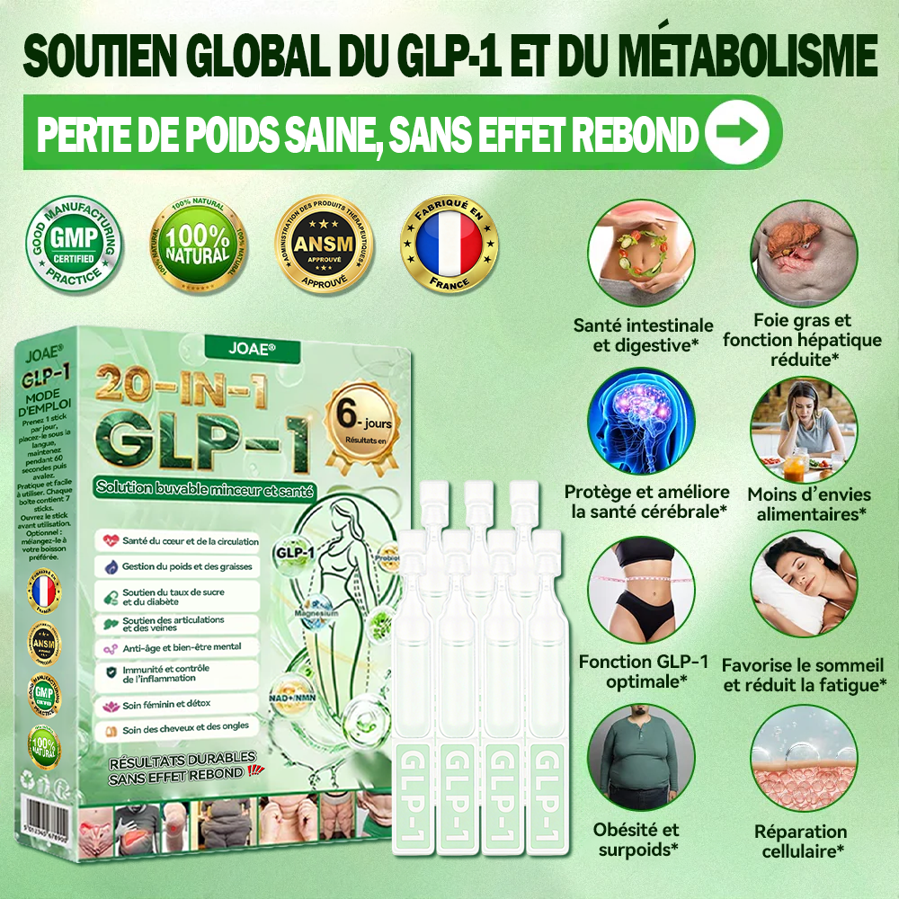 🔥 Boutique Officielle JOAE® | GLP-1 20-en-1 Slim & Health Oral Solution – 1 prise par jour, résultats en 6 jours 💧 100 milliards de probiotiques actifs pour mincir naturellement, réguler la glycémie et raffermir la peau.